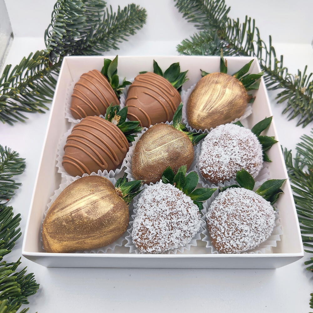 🍓 T01: клубника в шоколаде с золотом и кокосом 9-12 ягод) - фото 3