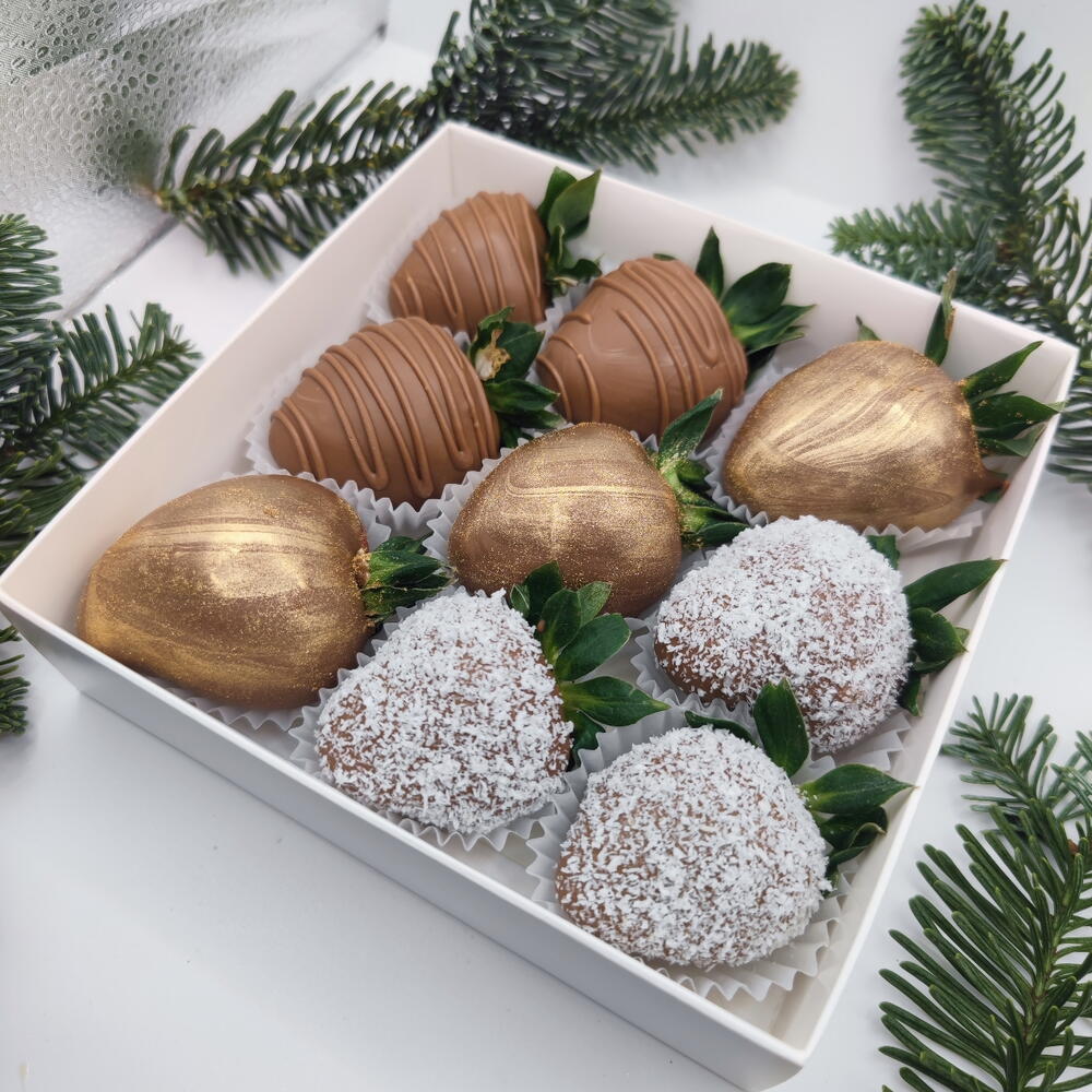 🍓 T01: клубника в шоколаде с золотом и кокосом 9-12 ягод) - фото 4