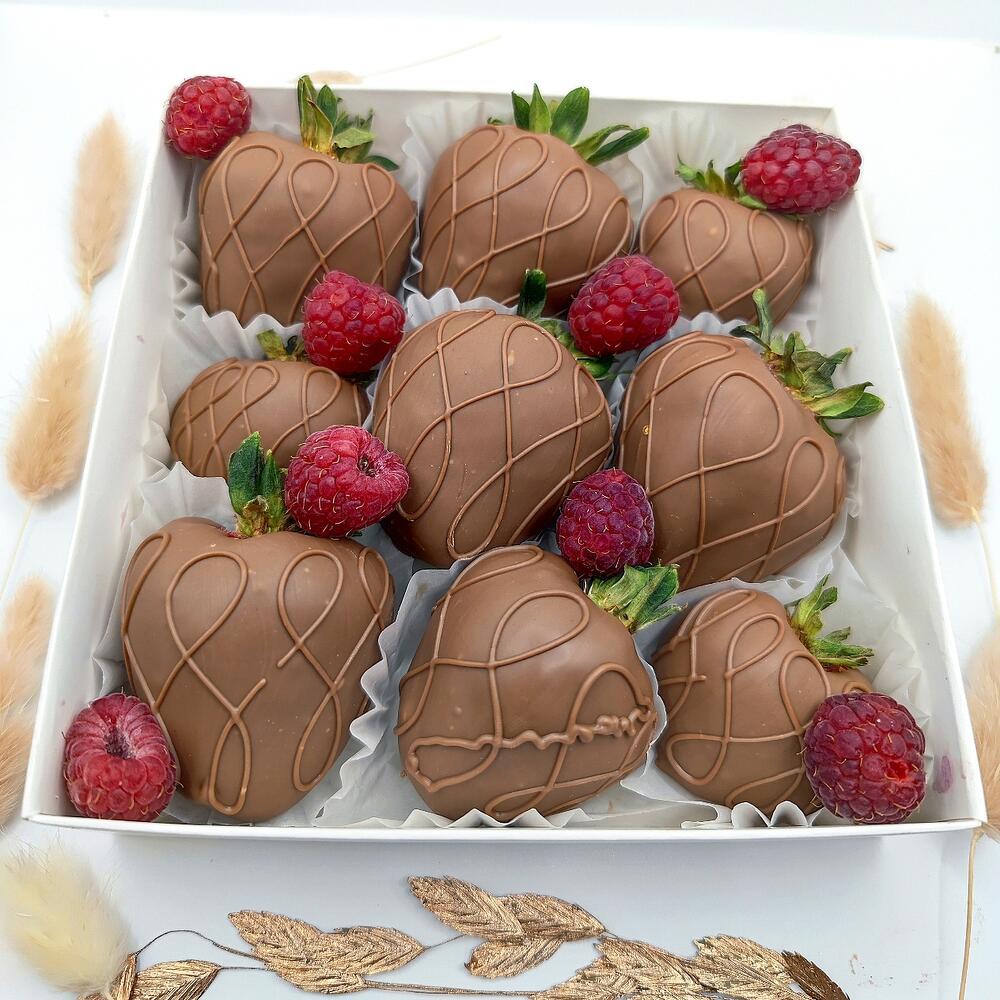 🍓Т24: Клубника в бельгийском шоколаде, малина 9-12 шт - фото 3