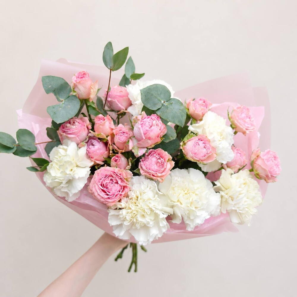 Bombastic Spray Rose, Dianthus and Eucalyptus Bouquet — photo 6