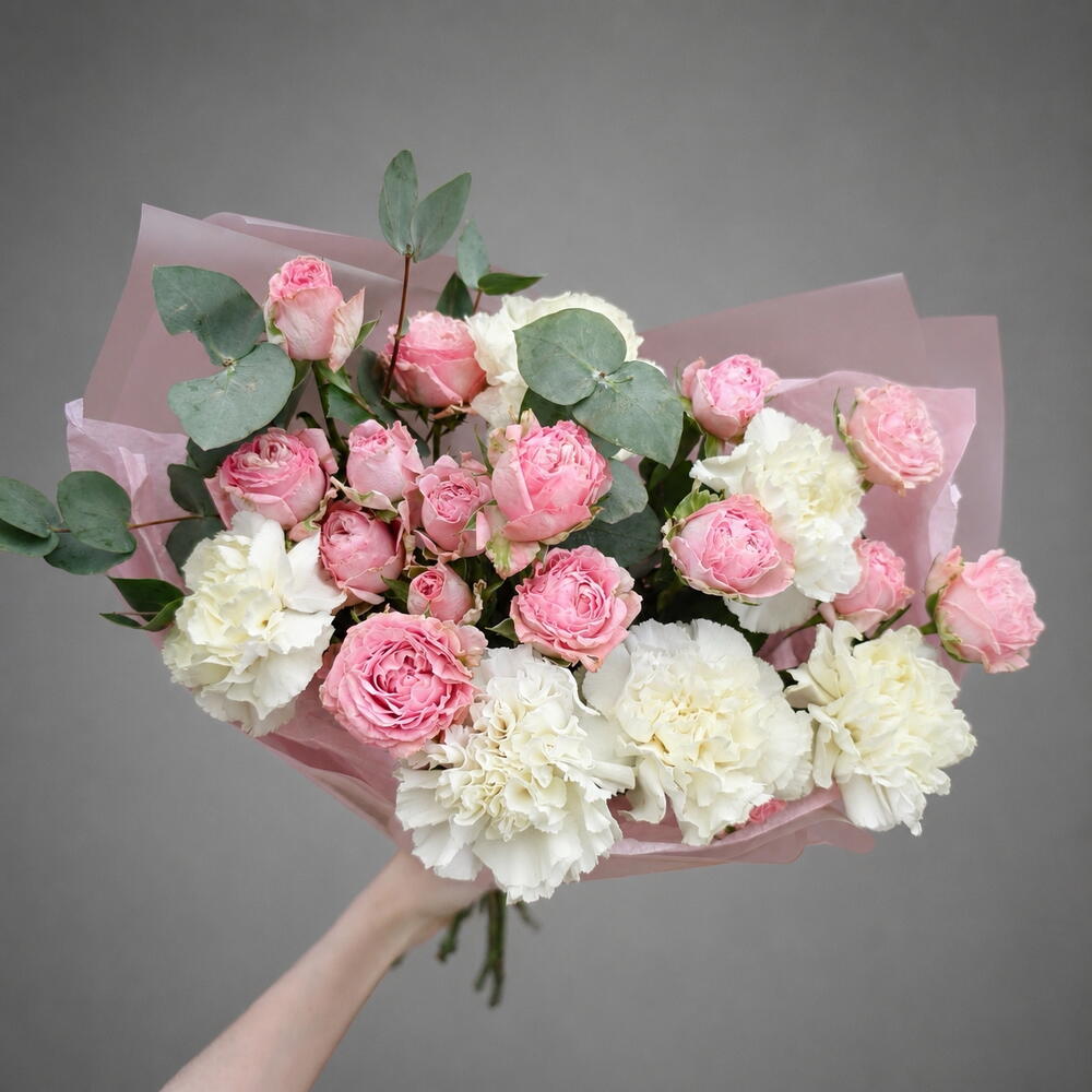 Bombastic Spray Rose, Dianthus and Eucalyptus Bouquet — photo 7