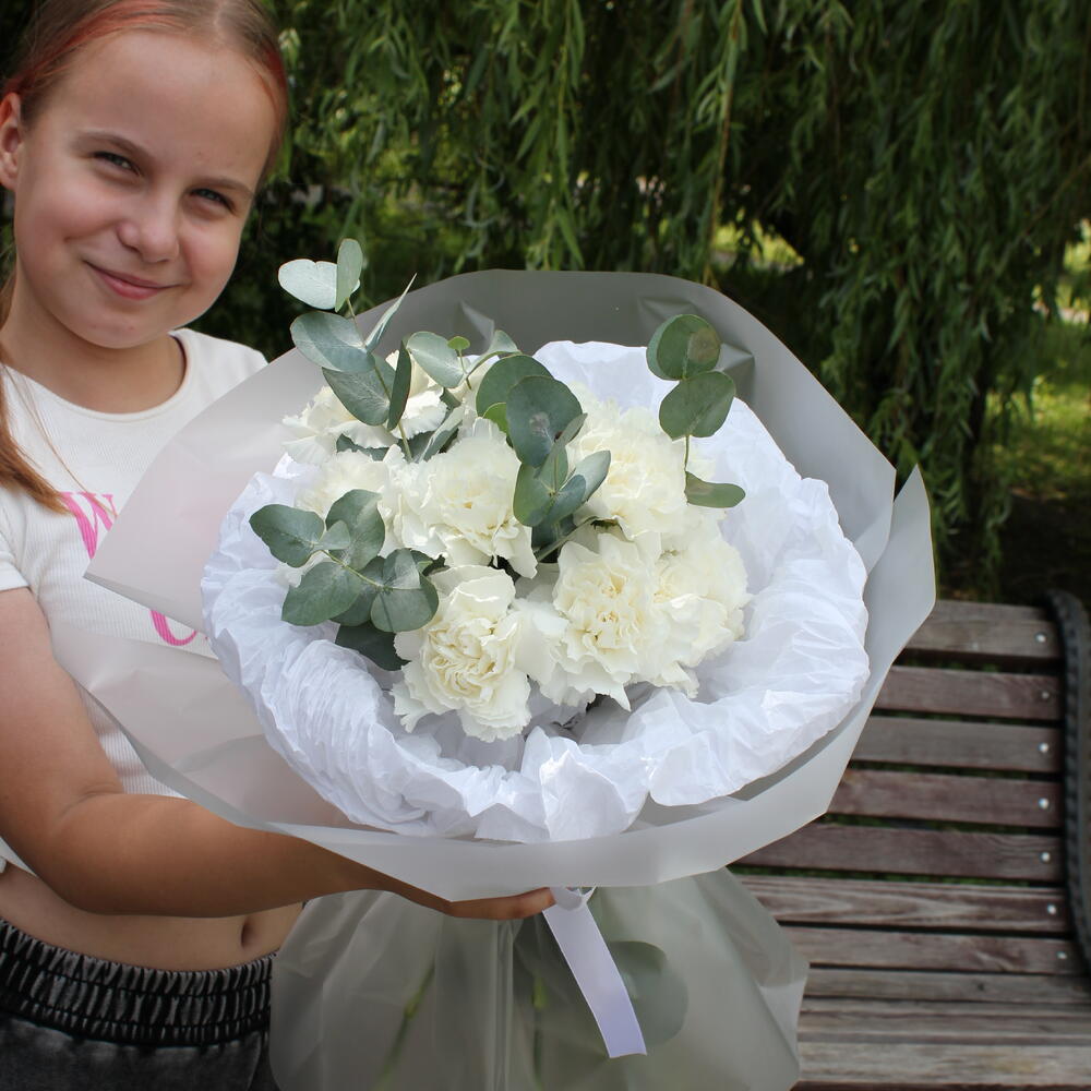 Букет из белых диантусов. 1 сентября - фото 4